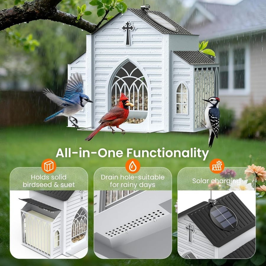 ✅ ✅  Create Your Private Sanctuary – Solar Church Bird Feeder (60% OFF)