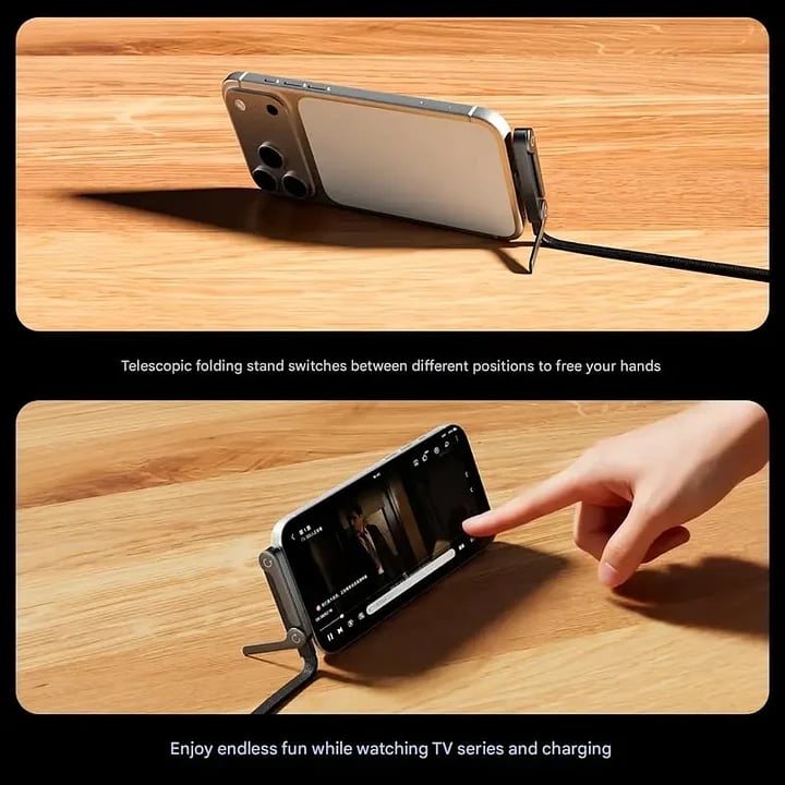 ⚡Official Authorized | 2-in-1 Invisible Holder Charger Cable - 240W Fast Charging Cord with Built-In Phone Stand