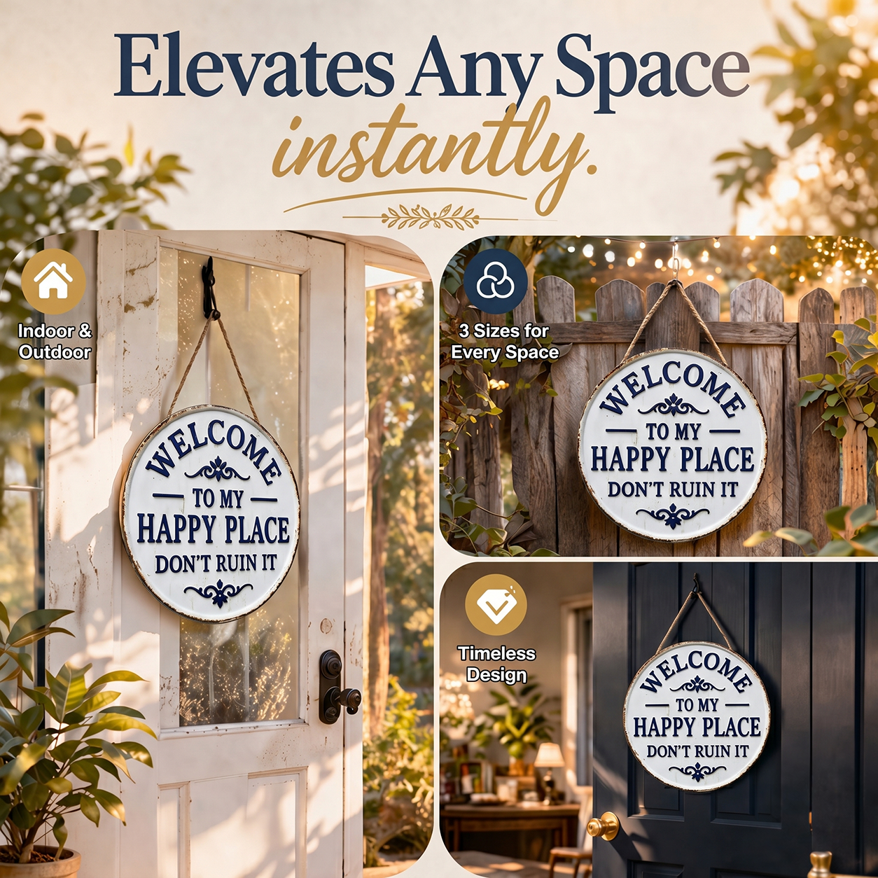 ✅ ✅  “Welcome to my happy place” Door Sign