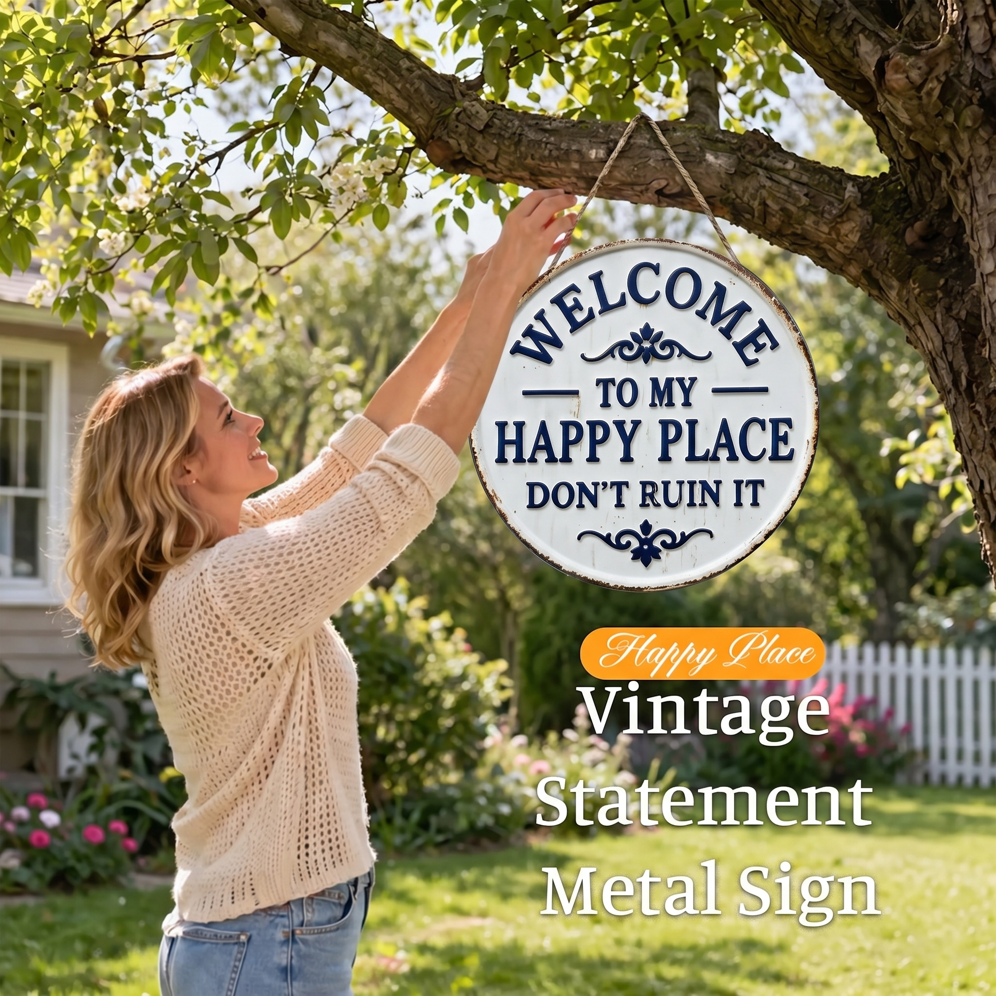 🏡 “Welcome to my happy place” Door Sign