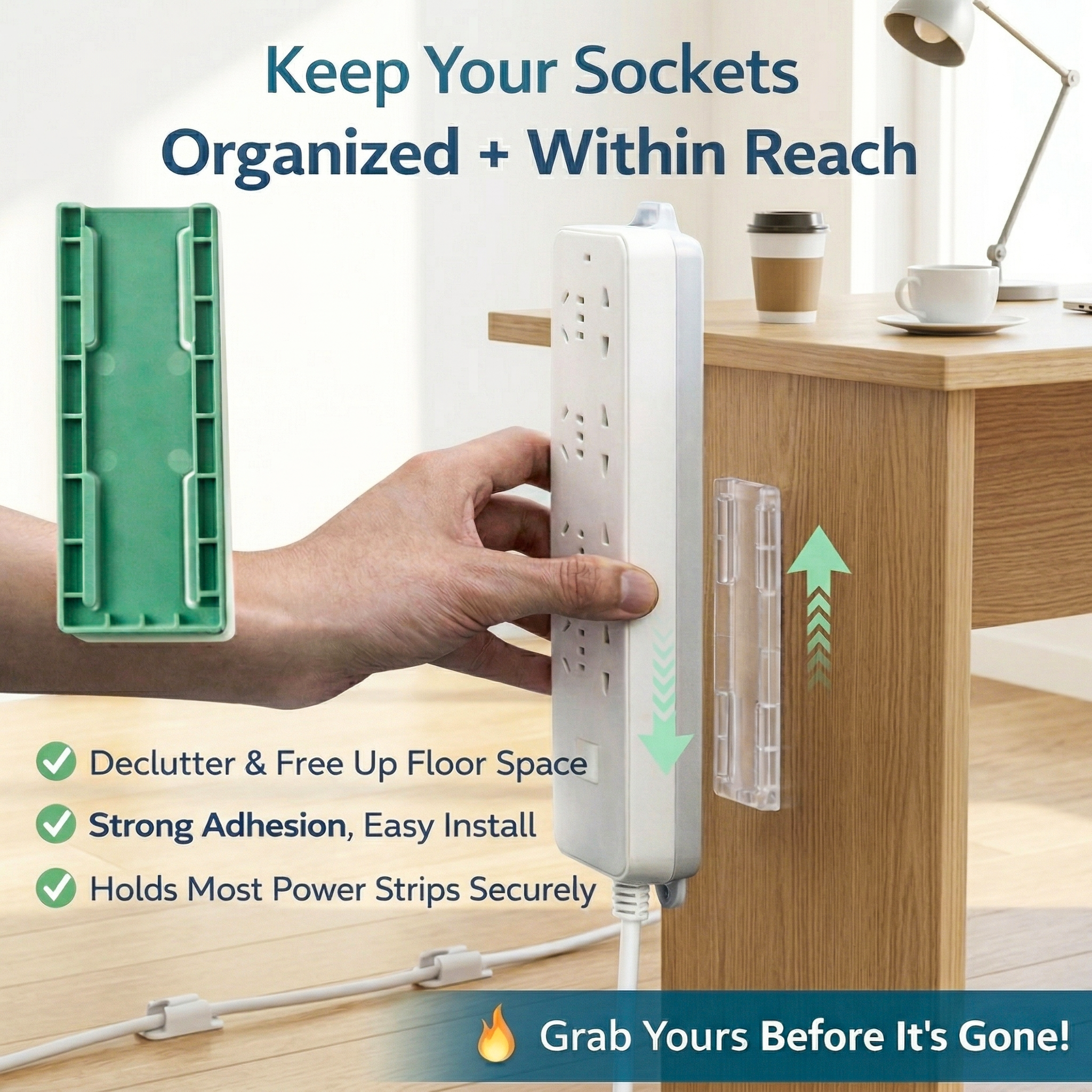 (🔥Up to 50% OFF) No-Drill Power Strip Organizer: Clean Up Your Space